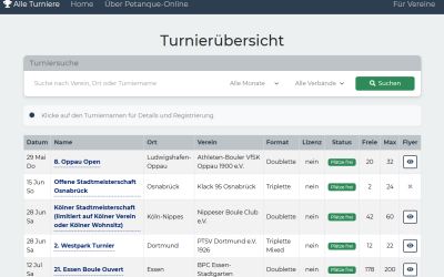Petanque Online für Turnierausrichter